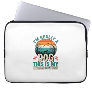Funny Dog Human Costume Vintage Halloween Shirt_1 Laptop Sleeve