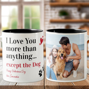 Funny Dog I Love You Valentines Day Custom Photo Two-Tone Coffee Mug