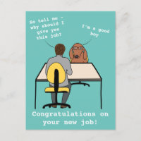 Funny dog illustration congratulations new job