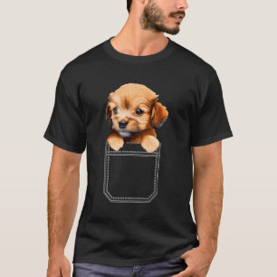 Funny Dog In Pocket Schnauzer Dog Peeking Out Cute T-Shirt
