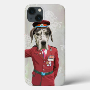 Funny dog in red military uniform iPhone 13 case