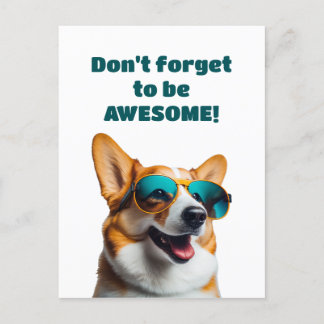 Funny Dog in Sunglasses Don't Forget to be Awesome Postcard