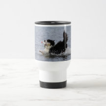 Funny dog in water, customisable mug