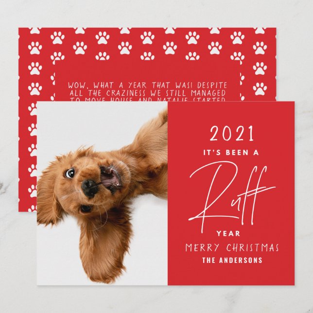 Funny Dog It's Been A Ruff Year Personalised Card (Front/Back)