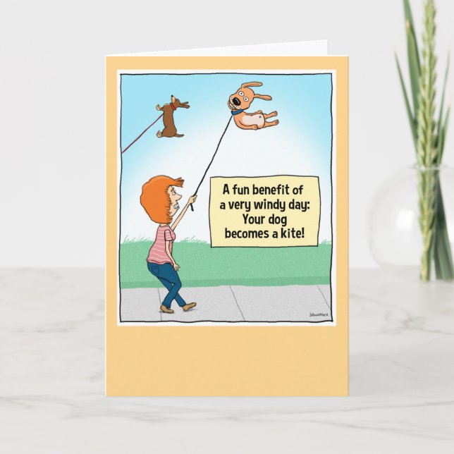 Funny Dog Kites Birthday Card (Front)