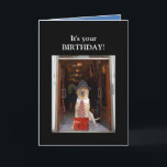 Funny Dog/Lab Male Birthday Card<br><div class="desc">A customizable funny birthday card for a male. On the front is professional Moses. The text is: "It's your BIRTHDAY!" Inside: "Get away and do something fun!" Inside there's a picture of Moses in a woodie convertible at the beach. You can customize the background colors and the text. The beach...</div>