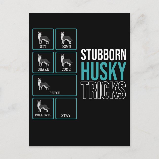 Funny Dog Lazy Puppy Stubborn Husky Postcard (Front)