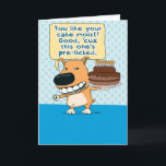 Funny Dog Licked the Cake Birthday Card<br><div class="desc">Here's a funny birthday card featuring a dog who has done everyone a favour by licking the cake,  adding some much-needed moisture. 

Thanks for choosing this original design by © Chuck Ingwersen and supporting me — an independent artist! I post cartoons every day on Instagram: https://www.instagram.com/captainscratchy</div>