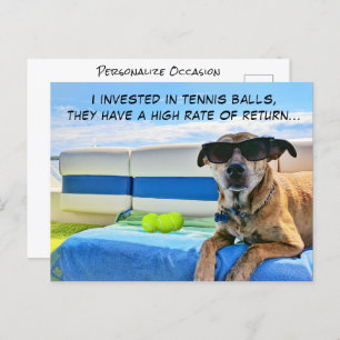 Funny Dog Love Tennis Balls Vacation Retirement   Postcard