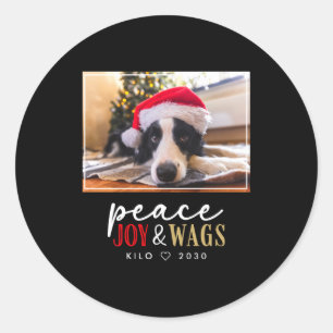 Funny Dog Lover Christmas Photo Cute D  Classic Round Sticker