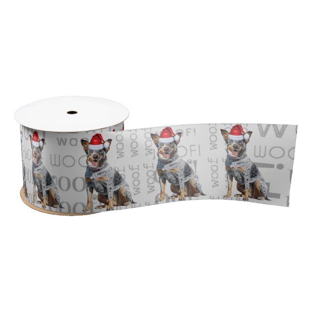 Funny Dog Lover Cute Cattle Dog Christmas Satin Ribbon (Spool)