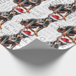Funny Dog Lover Doberman Pinscher in a Santa Hat Wrapping Paper