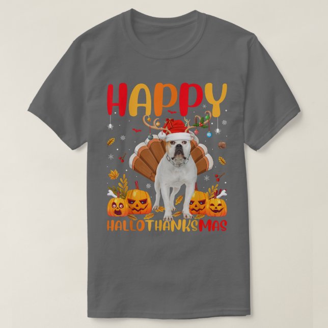 Funny Dog Lover Happy American Bulldog HelloThanks T-Shirt (Design Front)