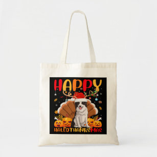 Funny Dog Lover Happy Border Collie Dog HelloThank Tote Bag