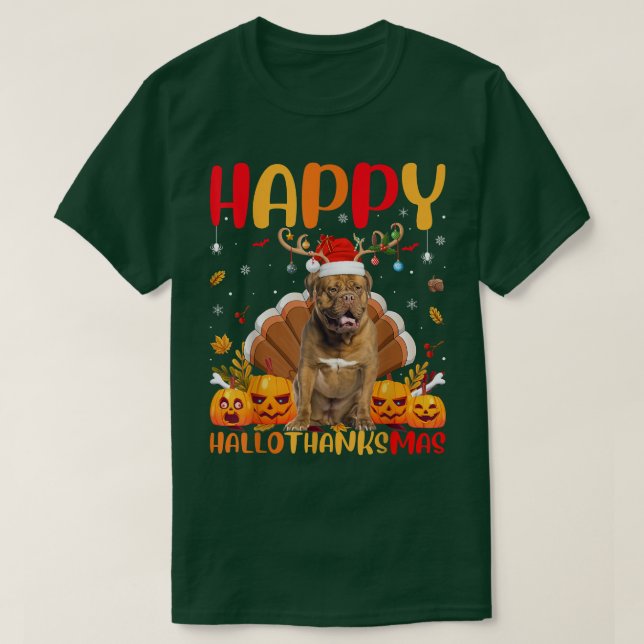 Funny Dog Lover Happy Dogue By Bordeau Dog HelloTh T-Shirt (Design Front)