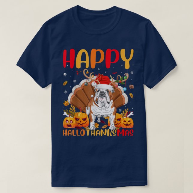 Funny Dog Lover Happy English Bulldog HelloThanksM T-Shirt (Design Front)