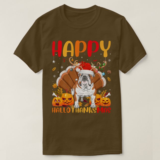 Funny Dog Lover Happy English Bulldog HelloThanksM T-Shirt (Design Front)