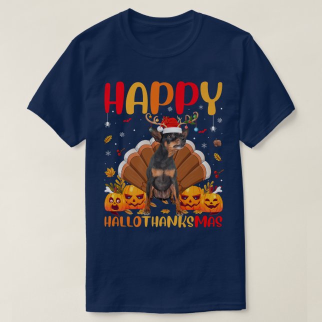 Funny Dog Lover Happy Miniature Pinscher Dog Hello T-Shirt (Design Front)