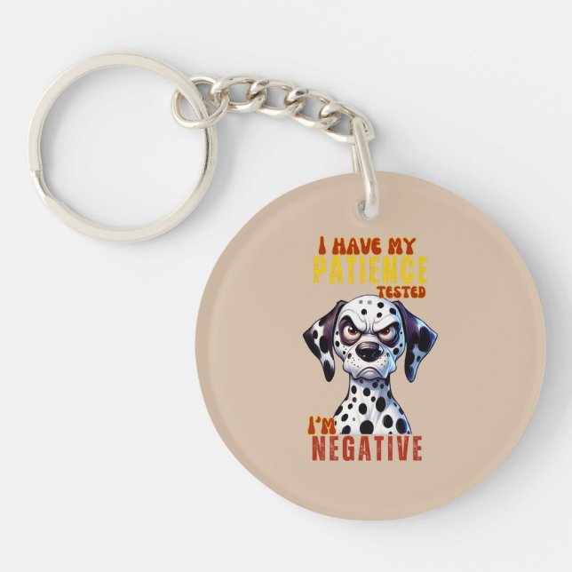 Funny Dog Lover Keychain & Lanyard – 'Patience Te (Front)