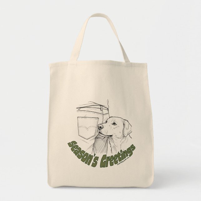 Funny Dog Lover Season's Greetings Christmas Tote Bag (Front)