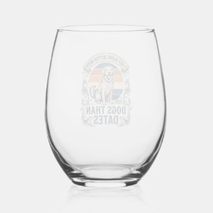 Funny Dog Lover Shirt Vintage Engraving Quote Desi Stemless Wine Glass