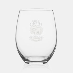 Funny Dog Lover Shirt with Vintage Engraved Chow C Stemless Wine Glass