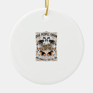 Funny Dog Lover Shirt with Vintage Puppy Debate De Ceramic Tree Decoration