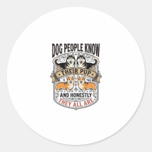 Funny Dog Lover Shirt with Vintage Puppy Debate De Classic Round Sticker