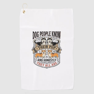 Funny Dog Lover Shirt with Vintage Puppy Debate De Golf Towel