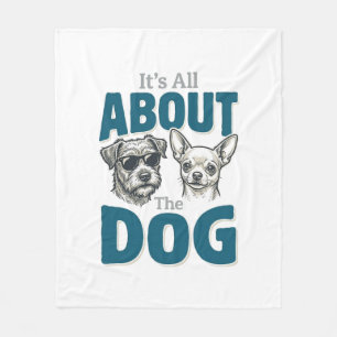 Funny Dog Lover Vintage Engraving Graphic_1 Fleece Blanket