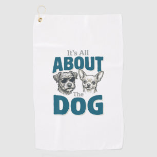 Funny Dog Lover Vintage Engraving Graphic_1 Golf Towel