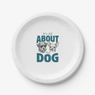 Funny Dog Lover Vintage Engraving Graphic_1 Paper Plate
