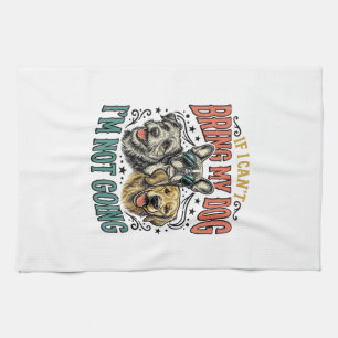 Funny Dog Lover Vintage Engraving Quote Design (2) Tea Towel