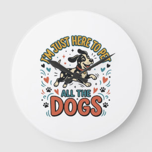 Funny Dog Lover Vintage Pet All The Dogs Design_1 Large Clock