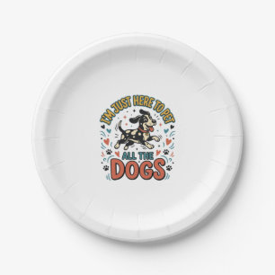 Funny Dog Lover Vintage Pet All The Dogs Design_1 Paper Plate