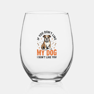 Funny Dog Lover Vintage Puppy Quote Shirt Design_1 Stemless Wine Glass