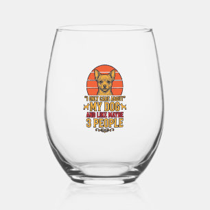 Funny Dog Lover Vintage Quote Vector Design_1 Stemless Wine Glass