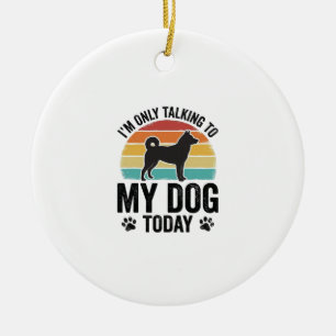 Funny Dog Lover Vintage Sunset Quote Design_1 Ceramic Tree Decoration