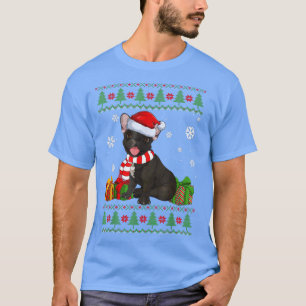 Funny Dog lovers Bulldog Santa Hat Ugly Christmas T-Shirt