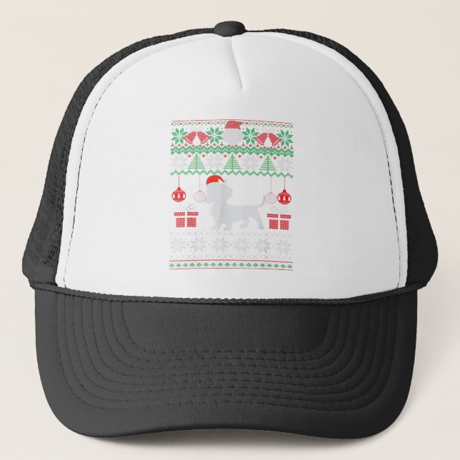 Funny Dog lovers Dachshund Santa Hat Ugly Christma (Front)