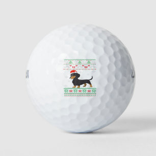 Funny Dog lovers Dachshund Santa Hat Ugly Christma Golf Balls