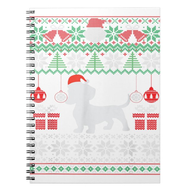 Funny Dog lovers Dachshund Santa Hat Ugly Christma Notebook (Front)