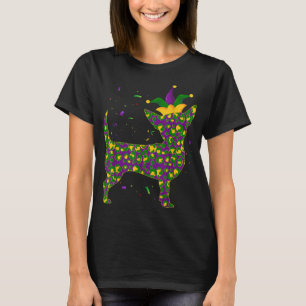 Funny Dog Mardi Gras Cute Leopard Chihuahua Puppy T-Shirt
