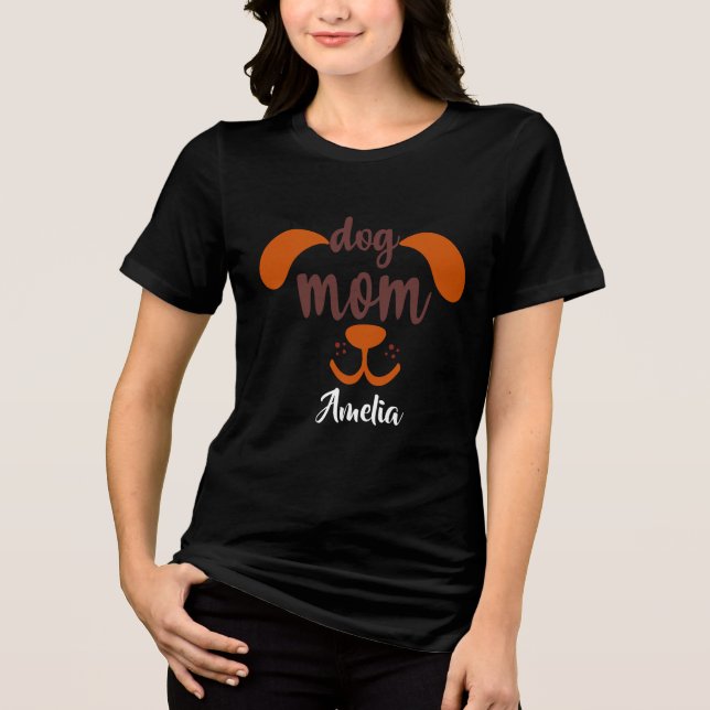 Funny Dog Mum Custom Script Name  Tri-Blend Shirt (Front)