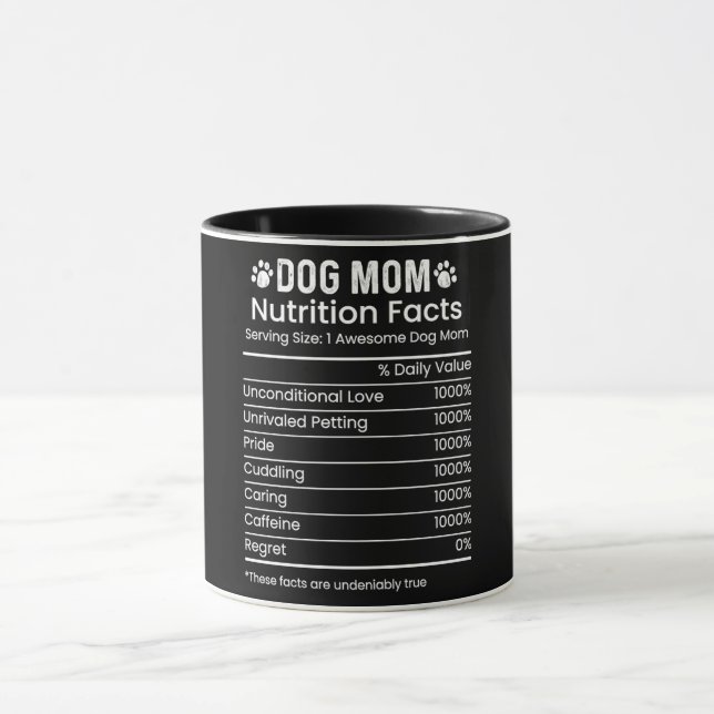 Funny Dog Mum Nutrition Facts Mug (Center)