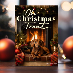 Funny Dog Oh Christmas Treat Modern Typography 
