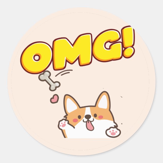 Funny Dog OMG Classic Round Sticker (Front)