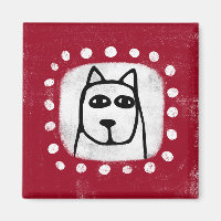 Funny Dog On Red Refrigerator Magnet