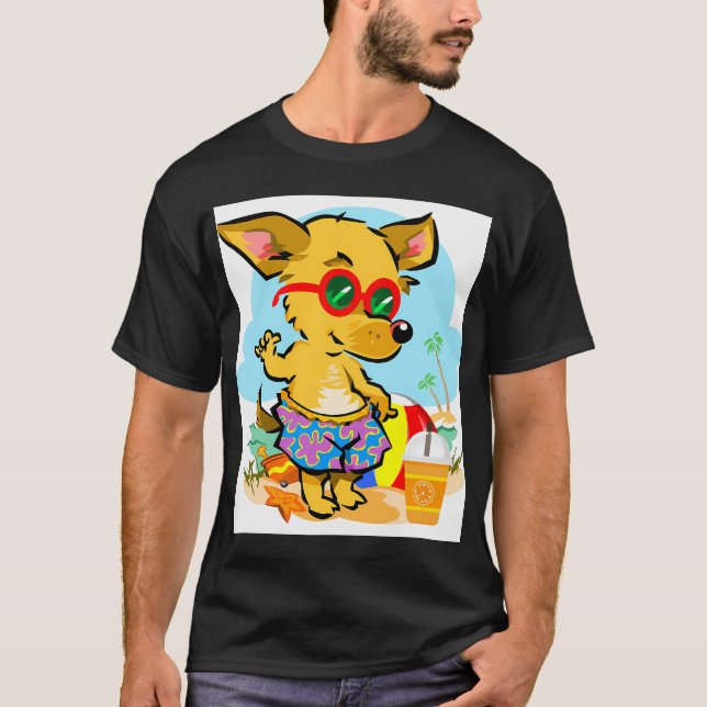 Funny Dog on The Beach T-Shirt (Front)