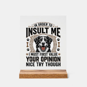 Funny Dog Opinion Vintage T-Shirt Design_1 Acrylic Sign